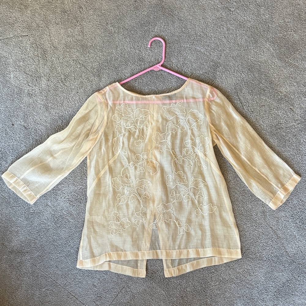 Nic + Zoe Sheer Floral Embroidered Blouse